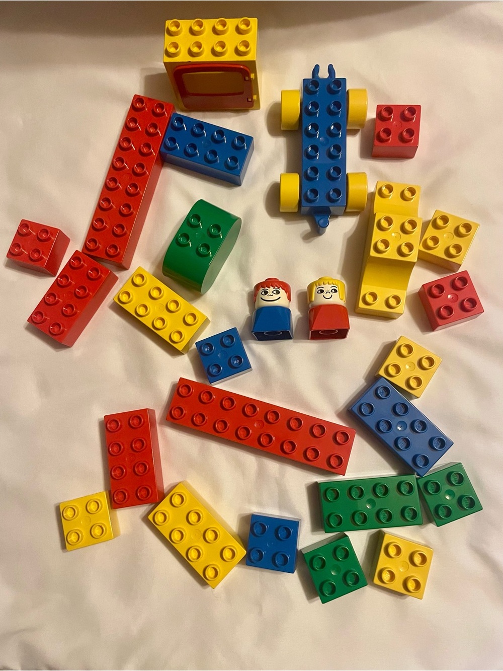 Vintage 1980s/1990s LEGO Duplo Lot - 24 pc Builder Set w/ Car & Rare TV